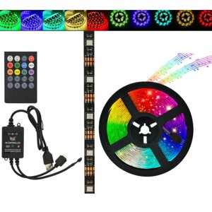 Світлодіодна стрічка SMD 5050 RGB LED 5 м IP65 з пультом і блоком живлення USB, 5м, Стрічка світлодіодна 5050 в Львівській області от компании Интернет-магазин  towershop.online