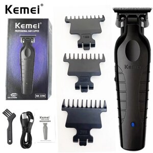 Бездротова акумуляторна машинка для стрижки волосся з насадками Kemei KM-2299