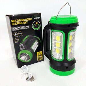 Кемпінговий ліхтар XBL 818C-3W+COB, Ліхтарик акумуляторний кемпінговий, Ліхтар-світильник. Колір зелений