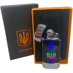 Дугова електроімпульсна запальничка із USB-зарядкою Україна LIGHTER HL-439. Колір: срібло