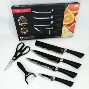Набір кухонних ножів зі сталі 6 предметів Genuine King-B0011, набір ножів для кухні, кухонний набір ножів