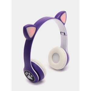 Бездротові навушники з котячими вушками і RGB підсвічуванням Cat VIV-23M Фіолетові