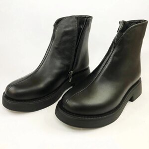 Жіночі весняні / осінні черевики з натуральної шкіри. 40 розмір. Колір: чорний