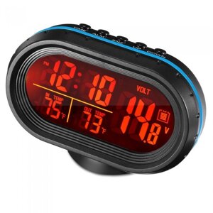 Автомобільний годинник з термометром та вольтметром VST 7009V
