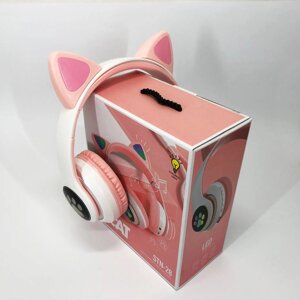 Бездротові LED навушники з котячими вушками CAT STN-28. Колір: рожевий