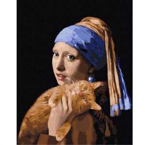 Картина за номерами "Дівчина з рудими котом"
