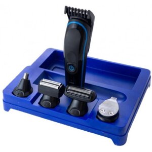 Бездротова машинка для стрижки, гоління, триммер Gemei GM-563 5в1 Синій