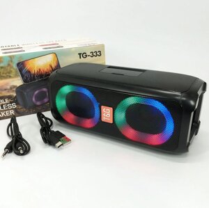 Портативна колонка TG333 2x5W з RGB підсвічуванням. Колір чорний