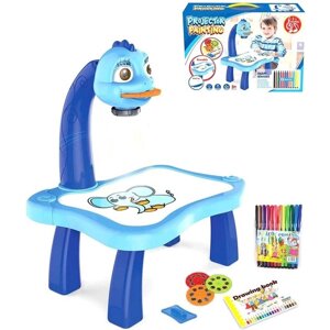 Дитячий стіл проектор для малювання з підсвічуванням Projector Painting. Колір: блакитний