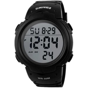 Годинник наручний чоловічий SKMEI 1068BK, водонепроникний чоловічий годинник, тактичний годинник. Колір чорний
