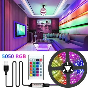 Світлодіодна стрічка 5050 rgb 5м для фонового підсвічування меблів, техніки