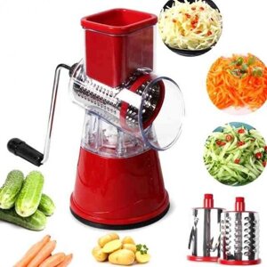 Овочерізка мультислайсер Tabletop Drum Grater Kitchen Master Терка для овочів та фруктів 3 насадки. Колір: червоний в Львівській області от компании Интернет-магазин  towershop.online