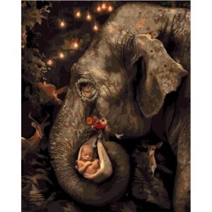 Картина за номерами "Слон несе малюка"