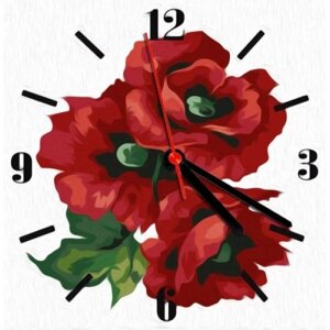 Годинник-картина за номерами "Маки", 30х30 см в Львівській області от компании Интернет-магазин  towershop.online