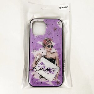 Чохол на Apple Iphone 12 Pro Max дівчина в окулярах. Колір: фіолетовий в Львівській області от компании Интернет-магазин  towershop.online