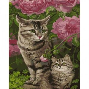Картина за номерами "Котикикі у квітах"