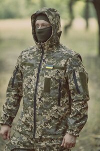 Зимова військова куртка Soft Shel (софтшел) піксель