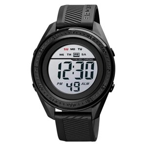 Годинник наручний чоловічий SKMEI 1638BKWT BLACK-WHITE, годинник наручний електронний тактичний. Колір чорний