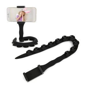 Гнучкий держатель для телефону з присосками універсальний Cute Worm Lazy Holder. Колір: чорний