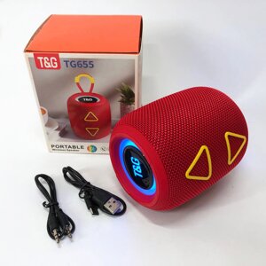 Портативна колонка TG655 5W з RGB підсвічуванням та ремінцем. Колір червоний