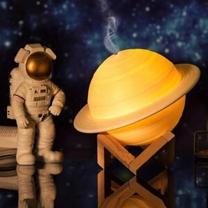 Зволожувач очищувач повітря нічник 3 в 1 Сатурн компактний з LED підсвічуванням 3 режиму міні арома лампа