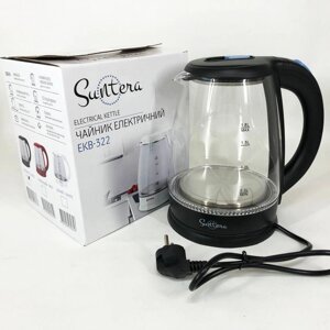 Скляні електричні чайники з підсвічуванням Suntera EKB-322B, чайники з підсвічуванням. Колір: чорний