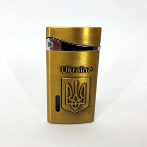 Турбо запальничка, кишенькова запальничка "Ukraine" 325, незвичайна запальничка, вітрозахисна. Колір: золотий