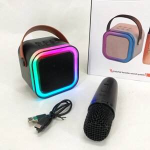 Портативна колонка з караоке мікрофоном та RGB підсвічуванням K12 10W Bluetooth. Колір: чорний в Львівській області от компании Интернет-магазин  towershop.online