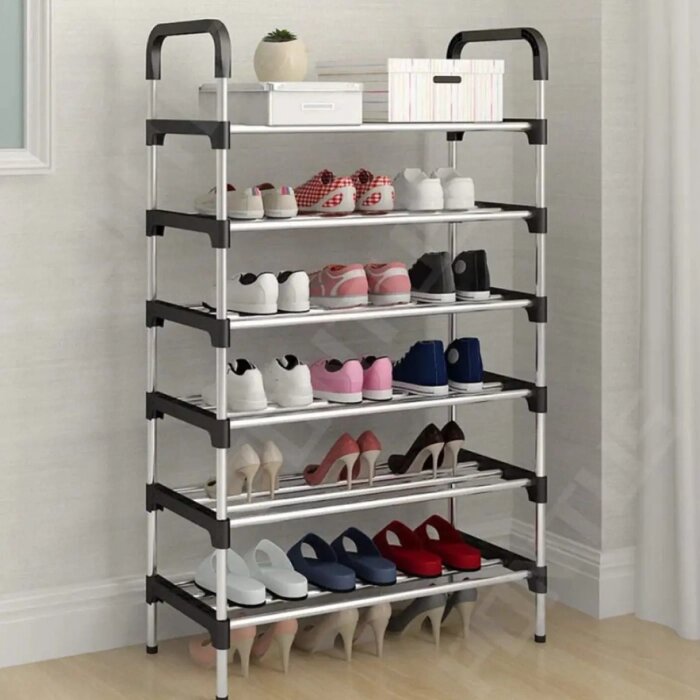 Полиця стійка органайзер для взуття на 6 полиць Shoe Rack TW555 Чорна від компанії Інтернет-магазин  towershop.online - фото 1