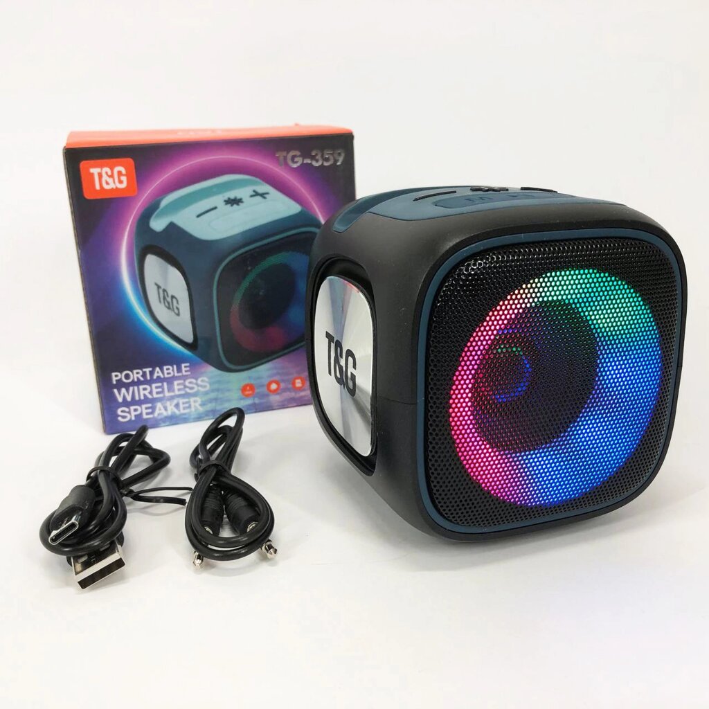 Портативна Bluetooth колонка TG359 7W з RGB підсвічуванням. Колір чорний від компанії Інтернет-магазин  towershop.online - фото 1