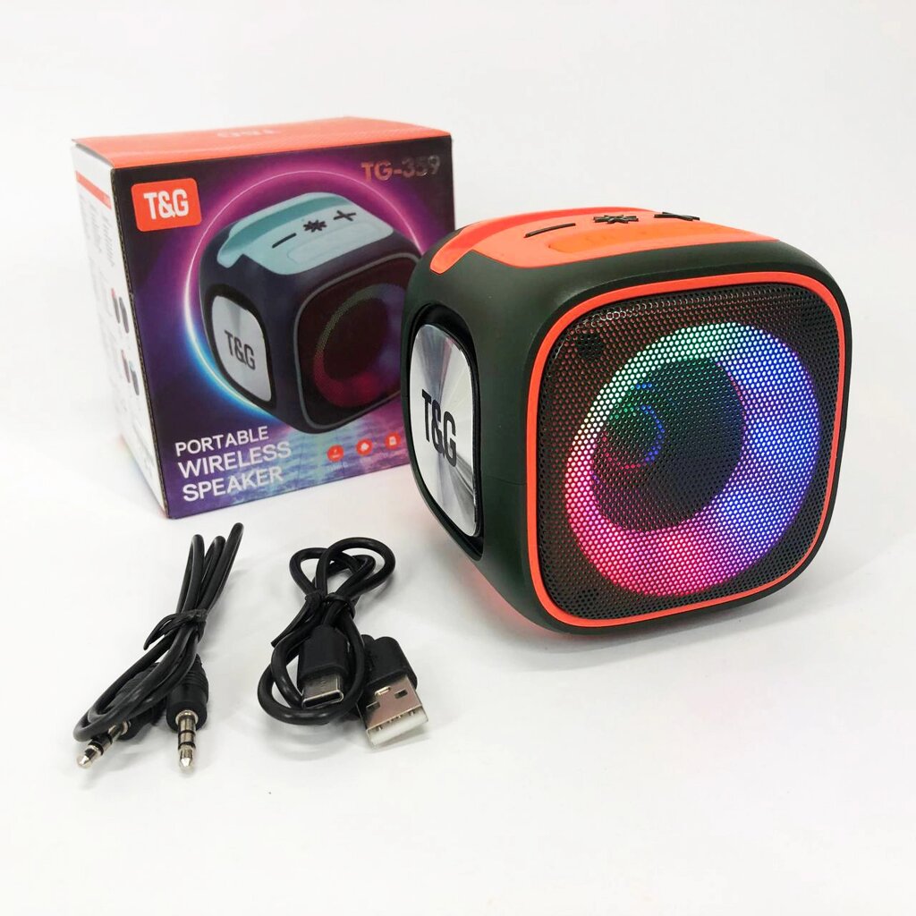 Портативна Bluetooth колонка TG359 7W з RGB підсвічуванням. Колір зелений від компанії Інтернет-магазин  towershop.online - фото 1