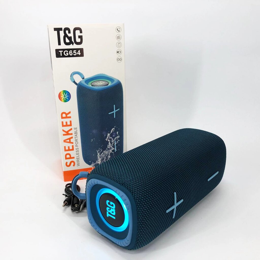 Портативна Bluetooth колонка TG654 8W з підсвічуванням. Колір синій від компанії Інтернет-магазин  towershop.online - фото 1