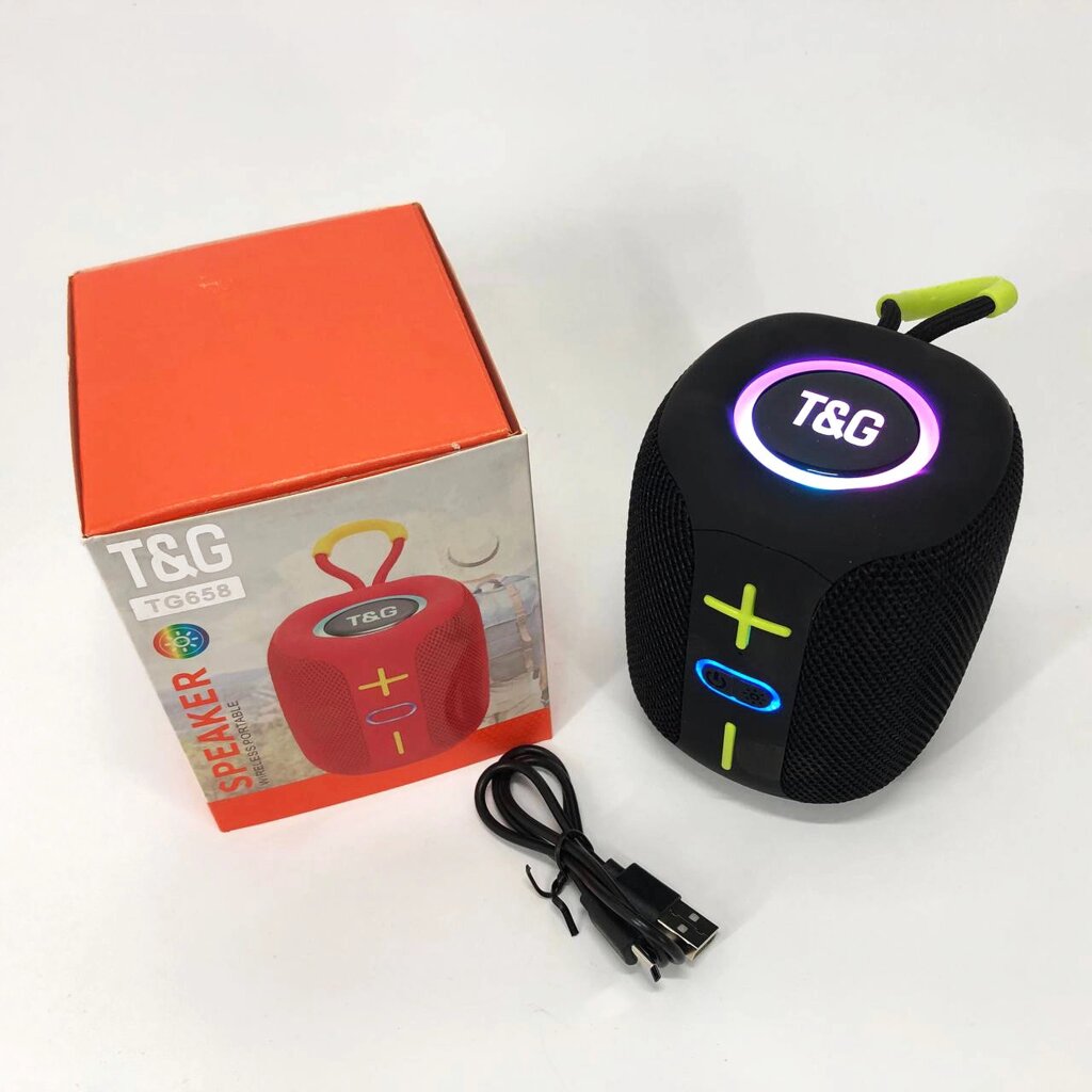 Портативна Bluetooth колонка TG658 8W з RGB підсвічуванням. Колір чорний від компанії Інтернет-магазин  towershop.online - фото 1