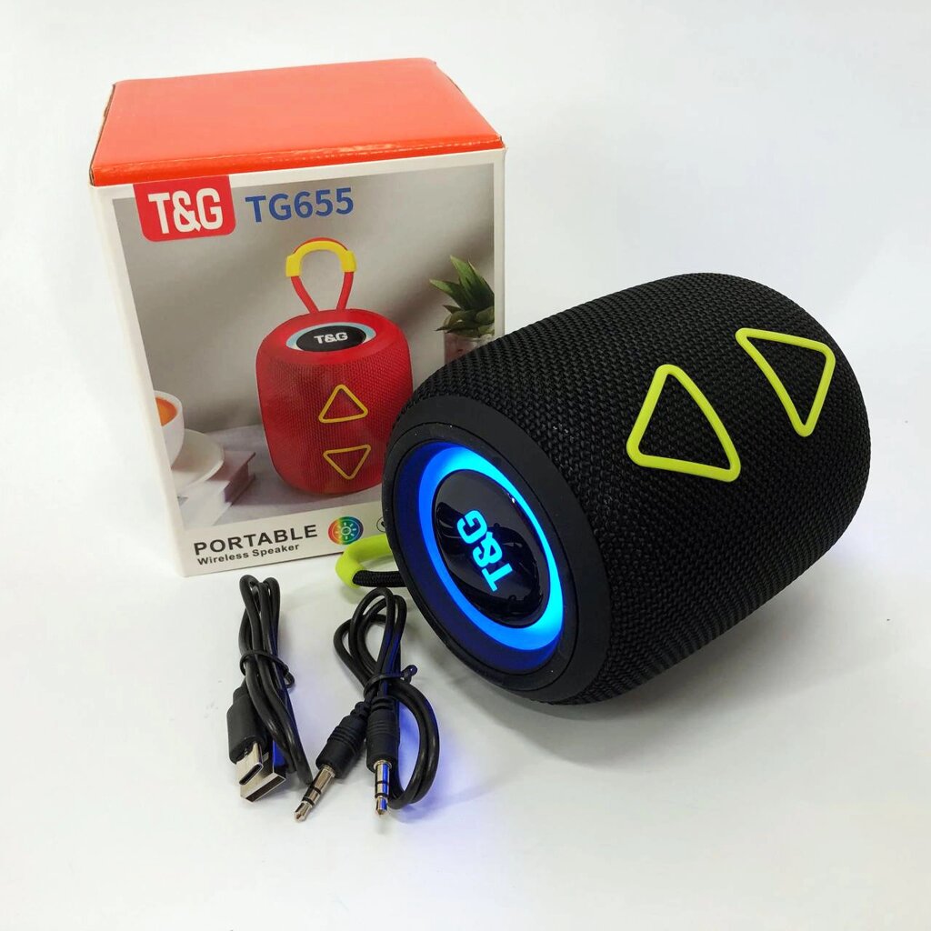 Портативна колонка TG655 5W з RGB підсвічуванням та ремінцем. Колір чорний від компанії Інтернет-магазин  towershop.online - фото 1