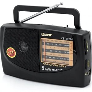 Радіоприймач радіо FM фм KIPO KB-308AC чорний
