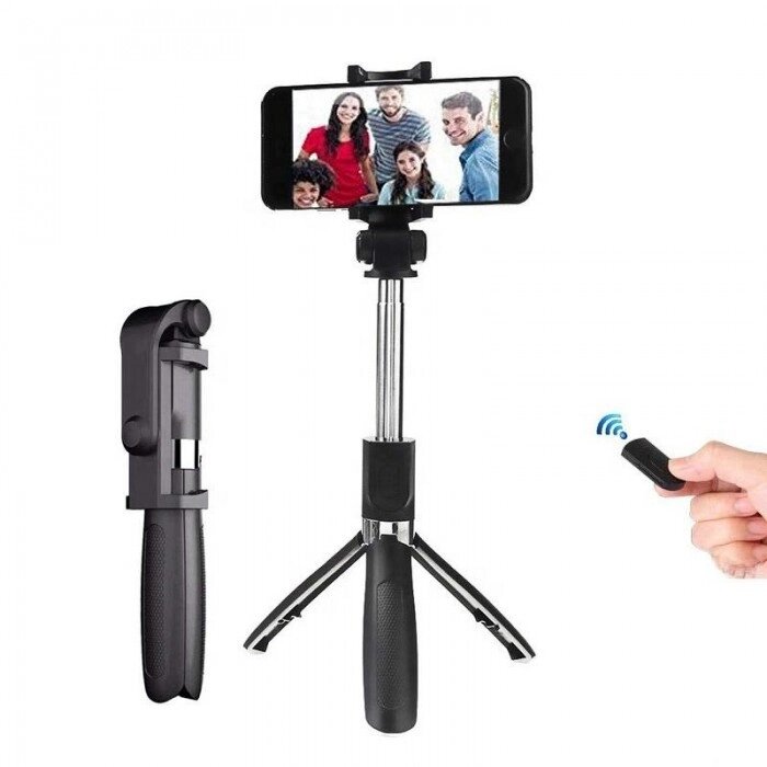 Селфі палиця штатив тринога для телефону Bluetooth з пультом Selfie Stick L01 Чорний від компанії Інтернет-магазин  towershop.online - фото 1