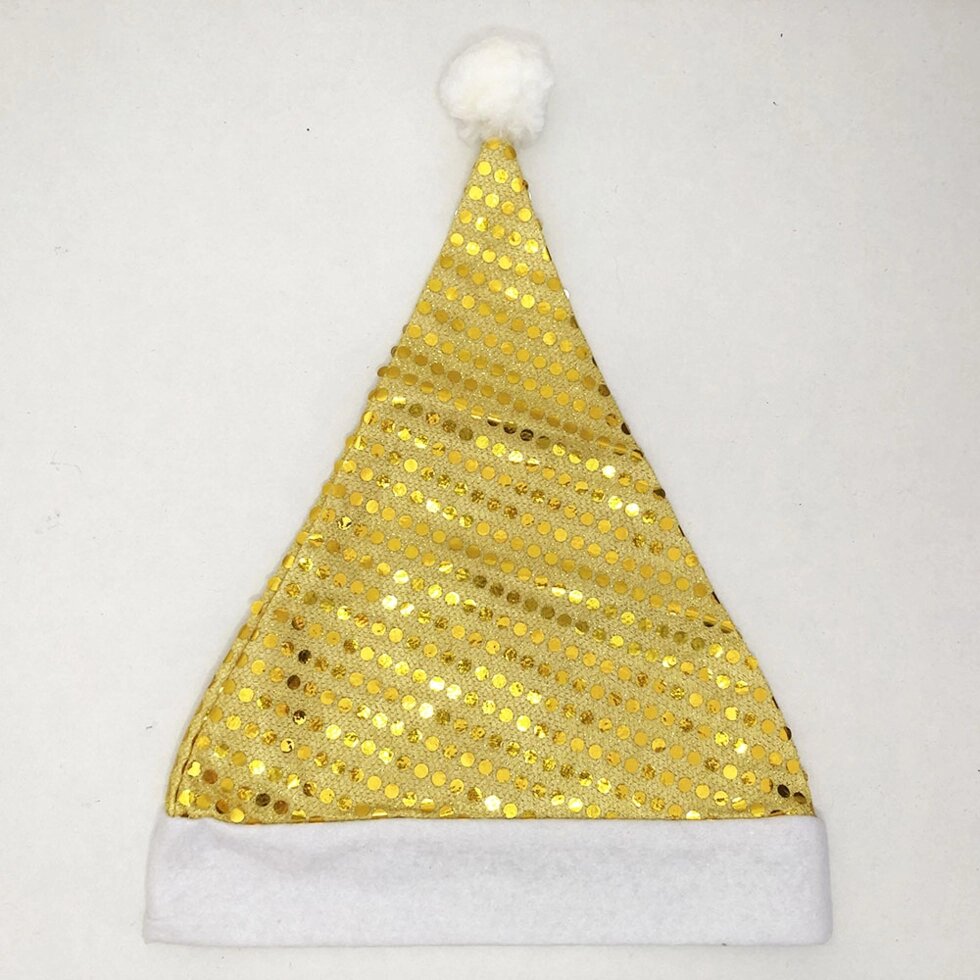 Шапка Діда Мороза новорічна жовта з золотими пайетками від компанії Інтернет-магазин  towershop.online - фото 1