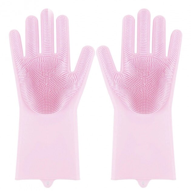 Силіконові рукавички Magic Silicone Gloves Pink для прибирання чищення миття посуду для будинку. Колір: рожевий від компанії Інтернет-магазин  towershop.online - фото 1