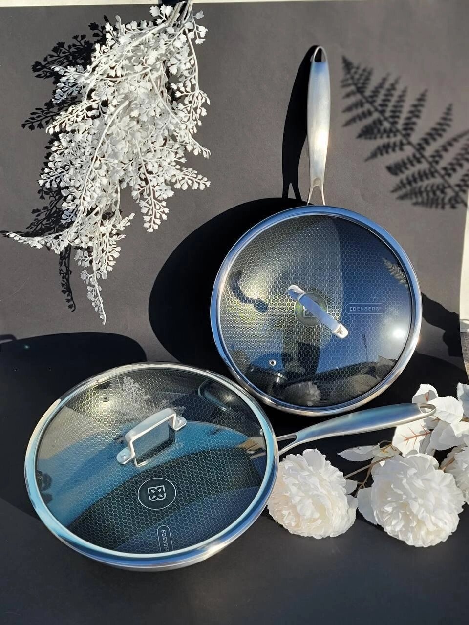 Сковорода Вок (Wok) з антипригарним покриттям і скляною кришкою 28x8.5 см від компанії Інтернет-магазин  towershop.online - фото 1