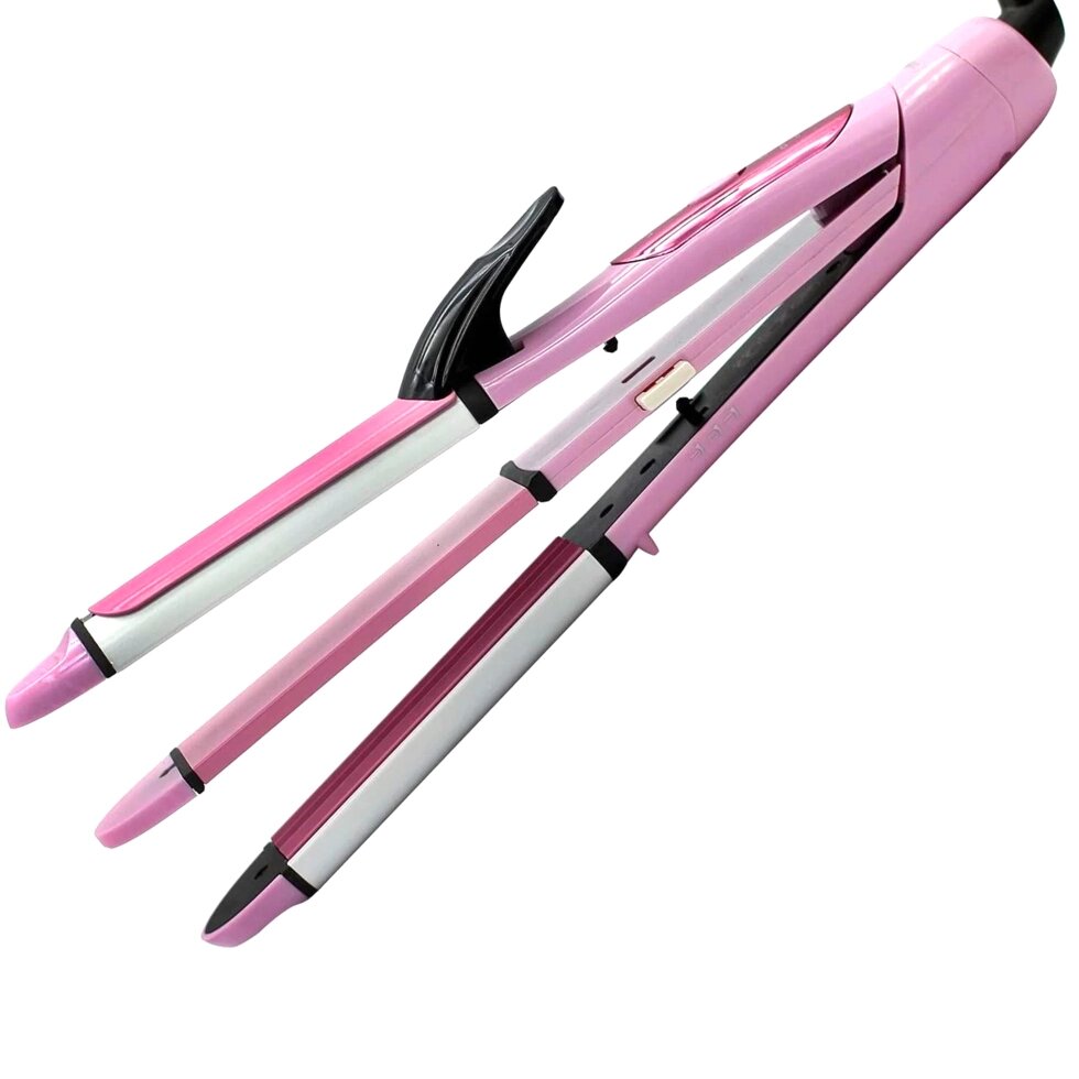 Стайлер для волосся 3 в 1 Gemei/Geemy GM-2966 Pink Плойка | Гофре | Прасування від компанії Інтернет-магазин  towershop.online - фото 1
