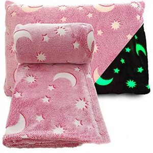 Плед, що світиться в темряві, плюшеве покривало Blanket kids Magic Star 150х100 см флісова ковдра. Колір рожевий