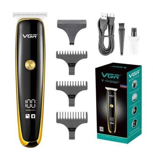 Тример для стрижки волосся та бороди VGR V-966 LED Display, машинка чоловіча для гоління. Колір: золотий від компанії Інтернет-магазин  towershop.online - фото 1