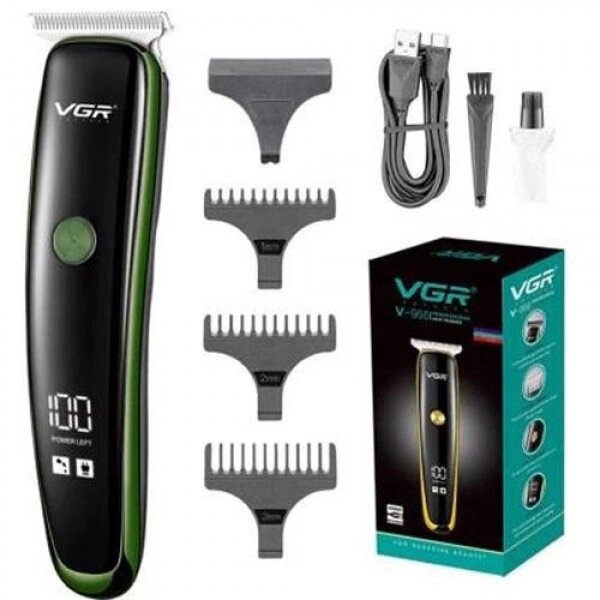 Тример для стрижки волосся та бороди VGR V-966 LED Display, професійна електробритва. Колір зелений від компанії Інтернет-магазин  towershop.online - фото 1