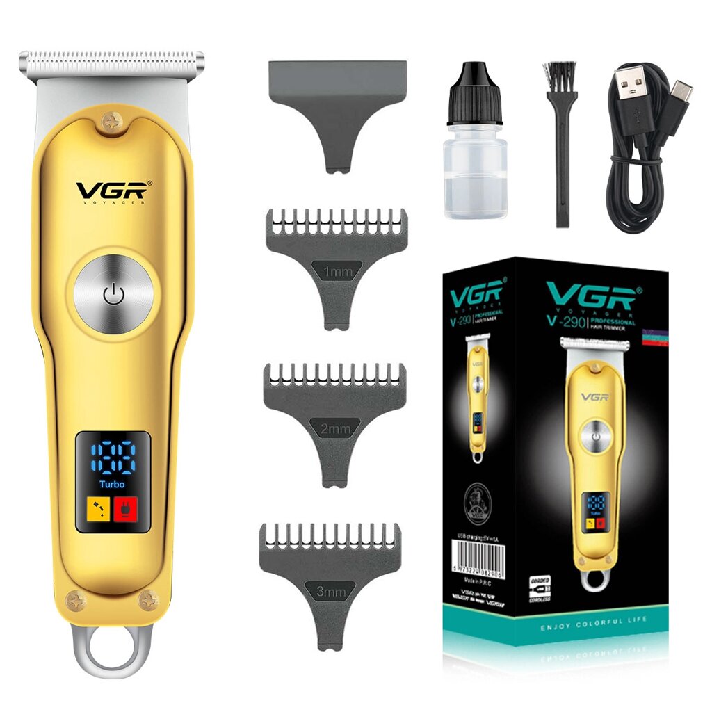 Тример для волосся та бороди VGR V-290 LED Display 3 насадки, машинка для стрижки волосся домашня від компанії Інтернет-магазин  towershop.online - фото 1