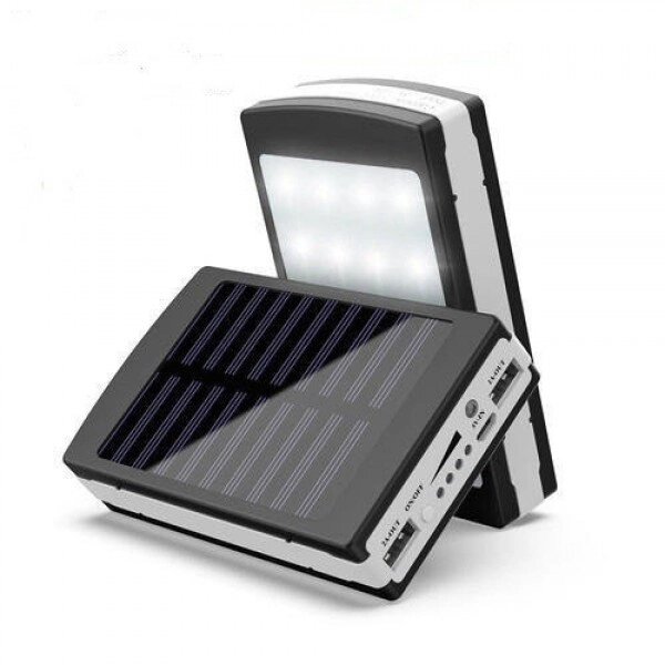 УМБ Power Bank Solar 40000 mAh мобільне зарядне із сонячною панеллю та лампою. Колір чорний від компанії Інтернет-магазин  towershop.online - фото 1
