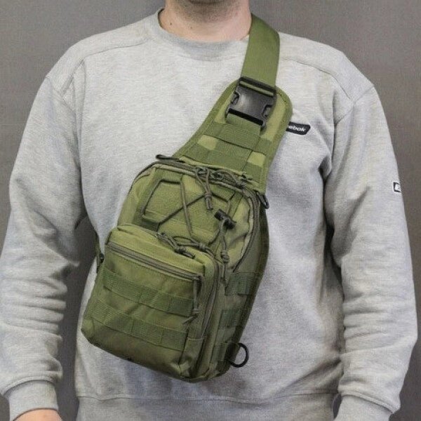 Якісна тактична сумка, укріплена чоловіча сумка рюкзак тактична слінг. Колір: хакі від компанії Інтернет-магазин  towershop.online - фото 1