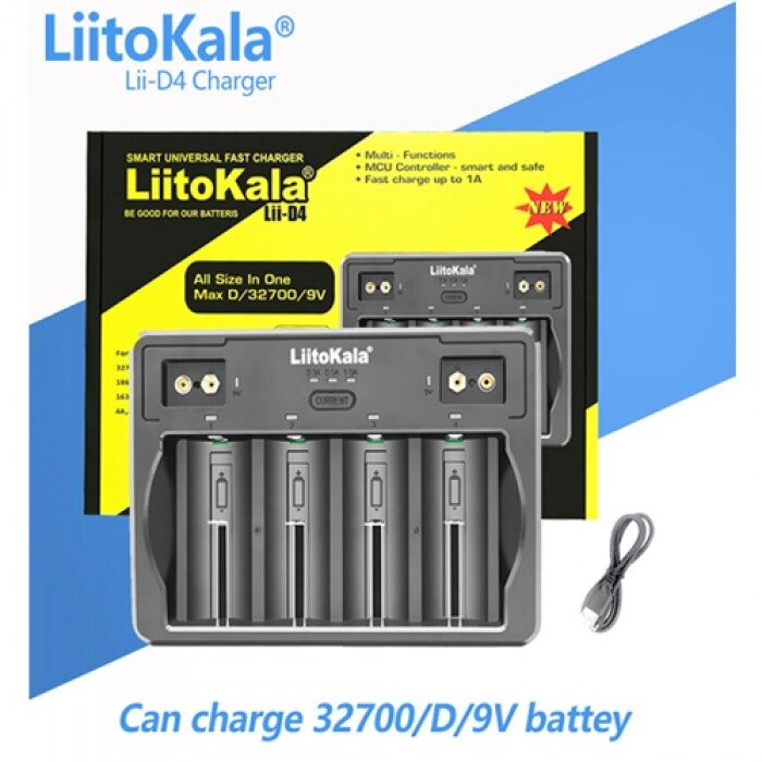 Зарядний пристрій LiitoKala Lii-D4 на 4+2 каналів для AA, AAA, C, D, 18650, 26650, 32700 Li-ion, Ni-Mh від компанії Інтернет-магазин  towershop.online - фото 1