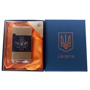 Запальничка газова Україна (Подарункова коробка, турбо полум'я) HL-393-1. Колір: золото