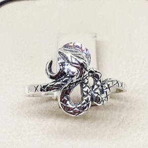 Перстень срібного з кубічним циркуванням "Змея" 19 2,96