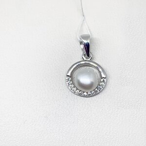 Кулон срібний із перлами та кубічним цирконієм 1,66 г